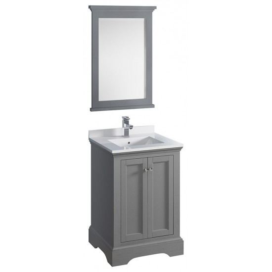 Fresca Windsor 24" Gray Textured Traditional Bathroom Vanity w/ Mirror