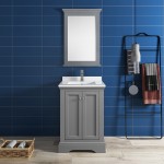 Fresca Windsor 24" Gray Textured Traditional Bathroom Vanity w/ Mirror