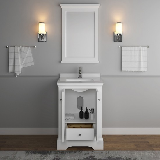 Fresca Windsor 24" Matte White Traditional Bathroom Vanity w/ Mirror