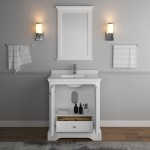 Fresca Windsor 30" Matte White Traditional Bathroom Vanity w/ Mirror