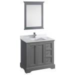 Fresca Windsor 36" Gray Textured Traditional Bathroom Vanity w/ Mirror