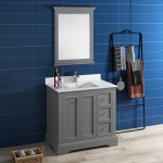 Fresca Windsor 36" Gray Textured Traditional Bathroom Vanity w/ Mirror