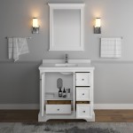 Fresca Windsor 36" Matte White Traditional Bathroom Vanity w/ Mirror