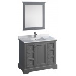 Fresca Windsor 40" Gray Textured Traditional Bathroom Vanity w/ Mirror