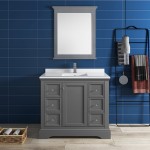 Fresca Windsor 40" Gray Textured Traditional Bathroom Vanity w/ Mirror