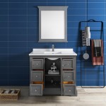 Fresca Windsor 40" Gray Textured Traditional Bathroom Vanity w/ Mirror