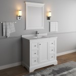 Fresca Windsor 40" Matte White Traditional Bathroom Vanity w/ Mirror