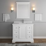 Fresca Windsor 40" Matte White Traditional Bathroom Vanity w/ Mirror