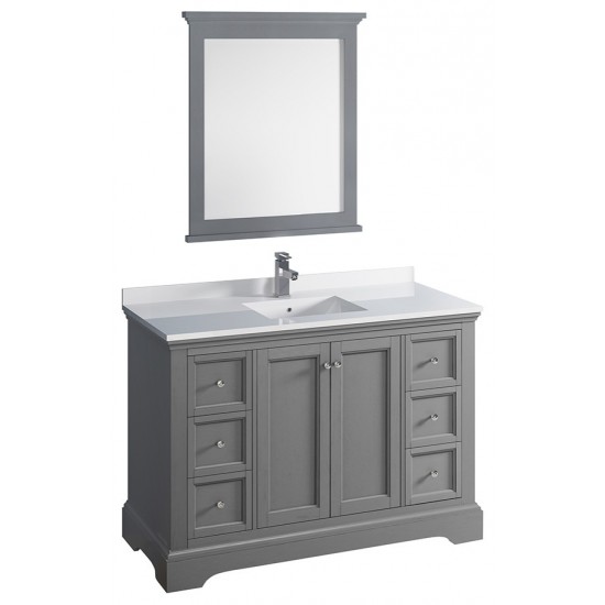 Fresca Windsor 48" Gray Textured Traditional Bathroom Vanity w/ Mirror