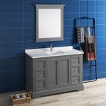 Fresca Windsor 48" Gray Textured Traditional Bathroom Vanity w/ Mirror