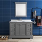 Fresca Windsor 48" Gray Textured Traditional Bathroom Vanity w/ Mirror