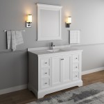 Fresca Windsor 48" Matte White Traditional Bathroom Vanity w/ Mirror