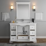 Fresca Windsor 48" Matte White Traditional Bathroom Vanity w/ Mirror