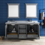 Windsor 72" Gray Textured Traditional Double Sink Bathroom Vanity w/ Mirrors