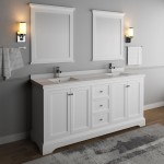 Windsor 72" Matte White Traditional Double Sink Bathroom Vanity w/ Mirrors