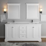 Windsor 72" Matte White Traditional Double Sink Bathroom Vanity w/ Mirrors