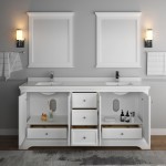 Windsor 72" Matte White Traditional Double Sink Bathroom Vanity w/ Mirrors