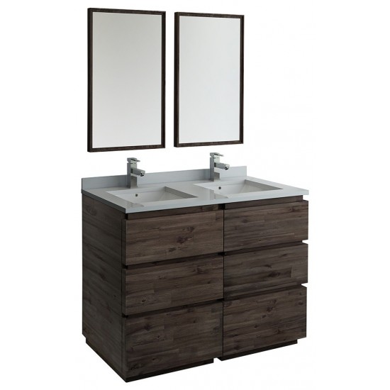 Fresca Formosa 48" Floor Standing Double Sink Modern Bathroom Vanity w/ Mirrors