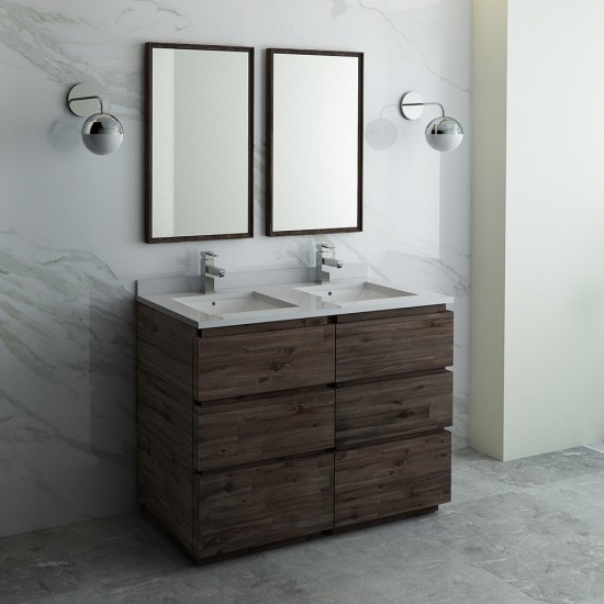 Fresca Formosa 48" Floor Standing Double Sink Modern Bathroom Vanity w/ Mirrors