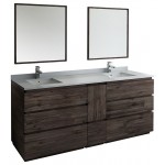 72 Floor Standing Double Sink Bathroom Vanity w/ Mirrors, FVN31-301230ACA-FC