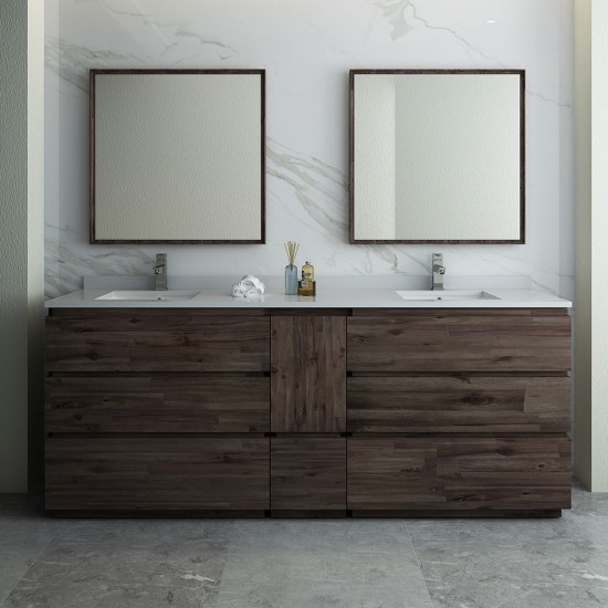 72 Floor Standing Double Sink Bathroom Vanity w/ Mirrors, FVN31-301230ACA-FC