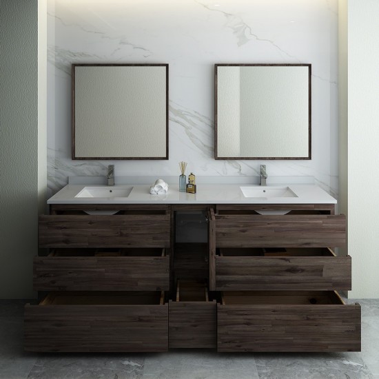 72 Floor Standing Double Sink Bathroom Vanity w/ Mirrors, FVN31-301230ACA-FC