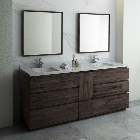 Fresca Formosa 84" Floor Standing Double Sink Modern Bathroom Vanity w/ Mirrors