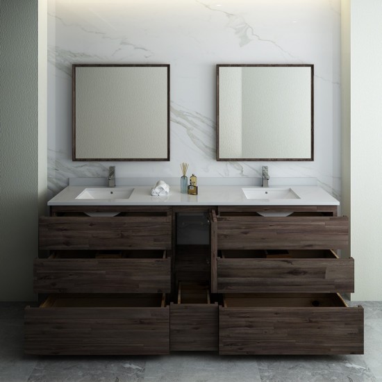 Fresca Formosa 84" Floor Standing Double Sink Modern Bathroom Vanity w/ Mirrors