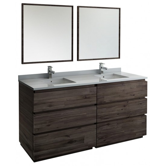 72 Floor Standing Double Sink Bathroom Vanity w/ Mirrors, FVN31-3636ACA-FC