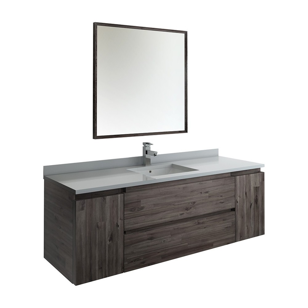 Fresca Formosa 60" Wall Hung Single Sink Modern Bathroom Vanity w/ Mirror Fresca Formosa 60" Wall Hung Single Sink Modern Bathroom Vanity w/ Mirror