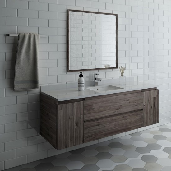 Fresca Formosa 60" Wall Hung Single Sink Modern Bathroom Vanity w/ Mirror