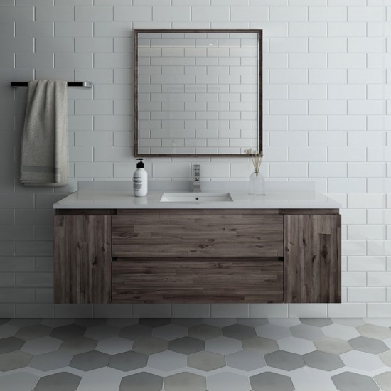 Fresca Formosa 60" Wall Hung Single Sink Modern Bathroom Vanity w/ Mirror