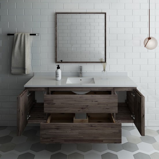 Fresca Formosa 60" Wall Hung Single Sink Modern Bathroom Vanity w/ Mirror