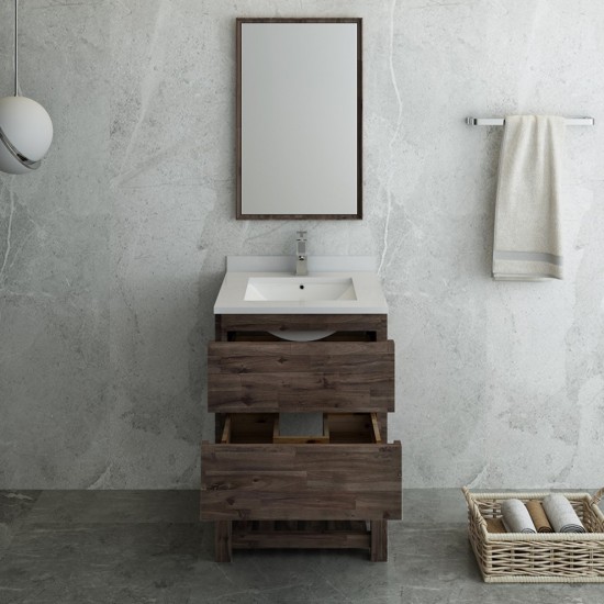 Fresca Formosa 24" Floor Standing Modern Bathroom Vanity w/ Open Bottom & Mirror