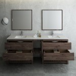 72 Floor Standing Double Sink Modern Bathroom Vanity w/ Open Bottom & Mirrors