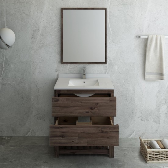 Fresca Formosa 30" Floor Standing Modern Bathroom Vanity w/ Open Bottom & Mirror