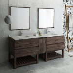 84 Floor Standing Double Sink Modern Bathroom Vanity w/ Open Bottom & Mirrors
