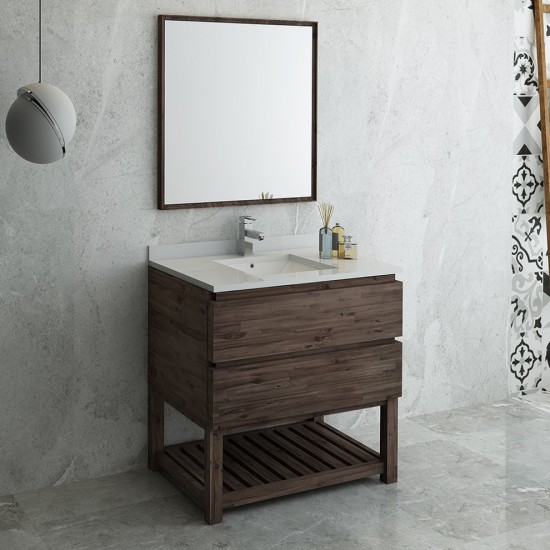 Fresca Formosa 36" Floor Standing Modern Bathroom Vanity w/ Open Bottom & Mirror