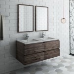 Fresca Formosa 48" Wall Hung Double Sink Modern Bathroom Vanity w/ Mirrors