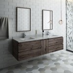 72 Wall Hung Double Sink Modern Bathroom Vanity w/ Mirrors, FVN31-301230ACA