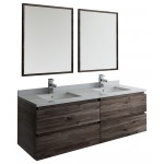 60 Wall Hung Double Sink Modern Bathroom Vanity w/ Mirrors, FVN31-3030ACA