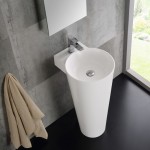 Messina 16" White Pedestal Sink w Medicine Cabinet - Modern Bathroom Vanity
