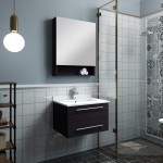 24 Espresso Wall Hung Undermount Sink Modern Bathroom Vanity w/ Medicine Cabinet