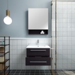 24 Espresso Wall Hung Undermount Sink Modern Bathroom Vanity w/ Medicine Cabinet