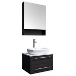 24 Espresso Wall Hung Vessel Sink Modern Bathroom Vanity w/ Medicine Cabinet