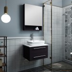 24 Espresso Wall Hung Vessel Sink Modern Bathroom Vanity w/ Medicine Cabinet