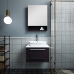 24 Espresso Wall Hung Vessel Sink Modern Bathroom Vanity w/ Medicine Cabinet