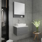 Lucera 24" Gray Wall Hung Vessel Sink Modern Bathroom Vanity w/ Medicine Cabinet