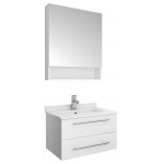 24 White Wall Hung Undermount Sink Modern Bathroom Vanity w/ Medicine Cabinet