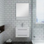 24 White Wall Hung Undermount Sink Modern Bathroom Vanity w/ Medicine Cabinet